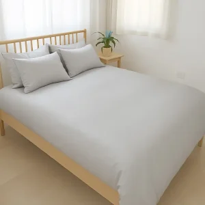 סט מצעים 100% במבוק יוקרתי בצבע אפור כסוף