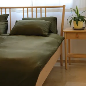 סט מצעים 100% במבוק יוקרתי בצבע ירוק זית